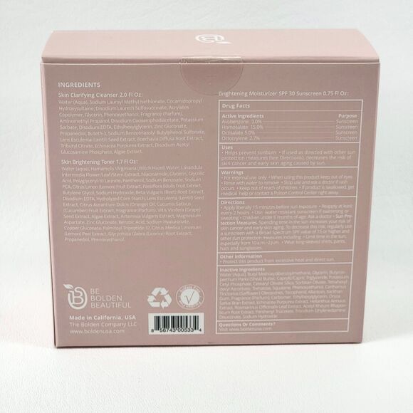 Bolden Skin Basics Kit Brightening Cleanser Toner Moisturizer SEALED Exp 01/25 - Picture 3 of 5